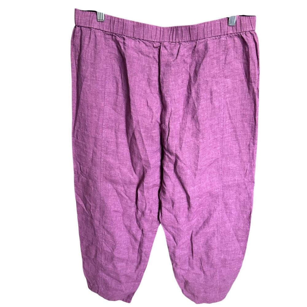 Eileen Fisher Delave Cropped Lantern Pants Organic Linen Raspberry Size Large - Picture 5 of 9
